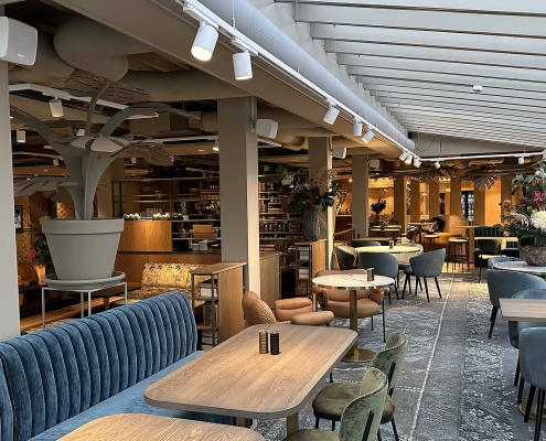 Installatie geluid restaurant ROAM Carlton Oasis Hotel Spijkenisse Ecler CT-AV audiovisuele inrichters